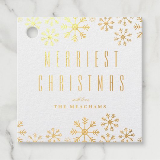 Gold Foil Snowflakes kerstfeestdag cadeau Label (Voorkant)