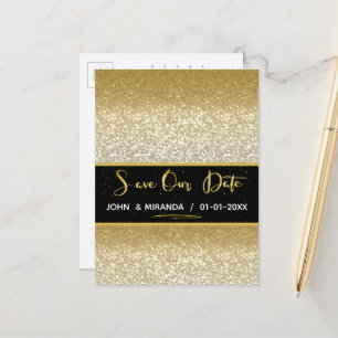 Gold Foil Sparen de datum glitter Aankondigingskaart