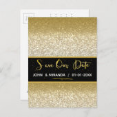 Gold Foil Sparen de datum glitter Aankondigingskaart (Voorkant / Achterkant)