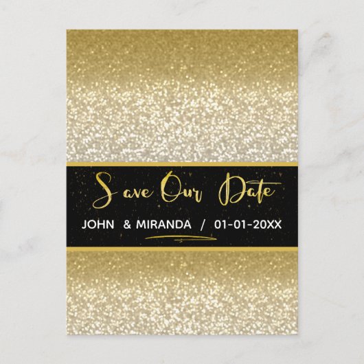 Gold Foil Sparen de datum glitter Aankondigingskaart (Voorkant)