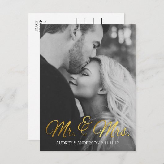 Gold Foil Sparen het Briefkaart van de Datum (Voorkant / Achterkant)