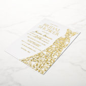 Gold Foil Sparkle Dress Weddenschap Vrijgezellenfe Folie Uitnodiging (Gedraaid)
