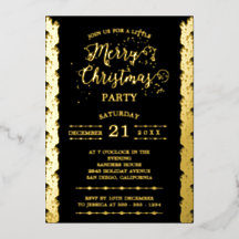 Gold Foil Sparkles Merry Kerstparty Black