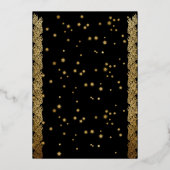 Gold Foil Sparkles Merry Kerstparty Black Folie Uitnodiging (Achterkant)