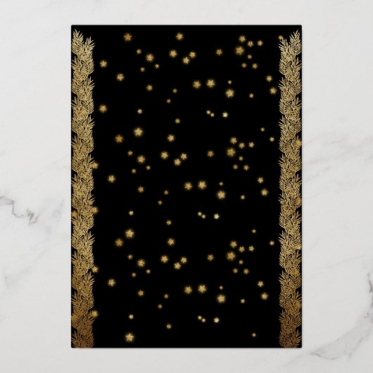 Gold Foil Sparkles Merry Kerstparty Black Folie Uitnodiging (Achterkant)