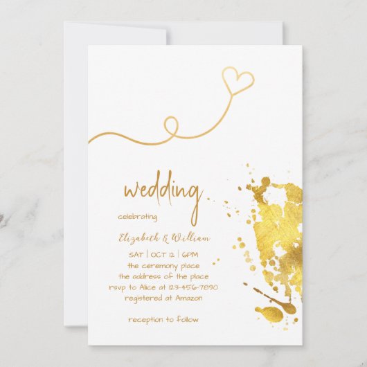 Gold Foil Splash Simple Wedding Shower Kaart (Voorkant)