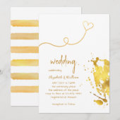 Gold Foil Splash Simple Wedding Shower Kaart (Voorkant / Achterkant)