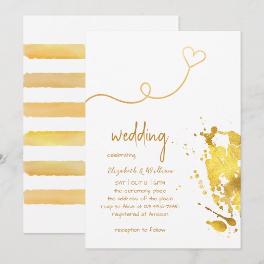 Gold Foil Splash Simple Wedding Shower Kaart (Voorkant / Achterkant)