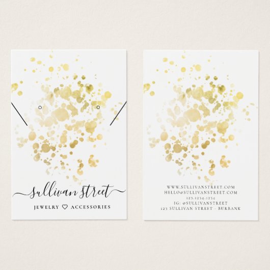 Gold Foil Splatter earing Ketting Display Kaart (Voorkant /achterkant)