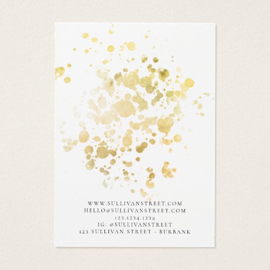 Gold Foil Splatter earing Ketting Display Kaart (Achterkant)