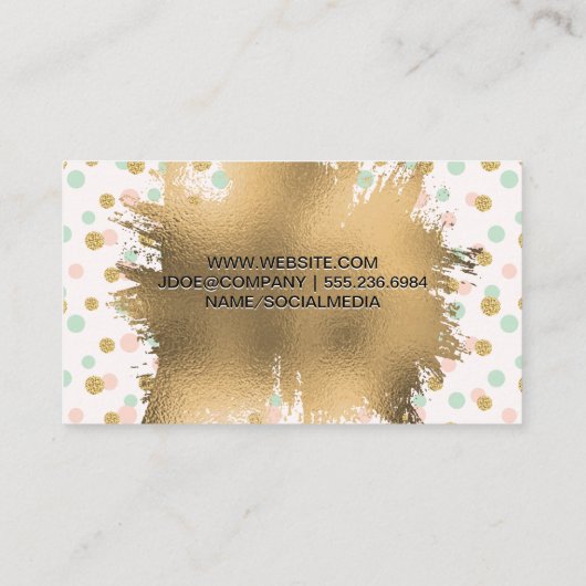 Gold Foil Splatter | Glitter Confetti | Polka Dot Visitekaartje (Achterkant)