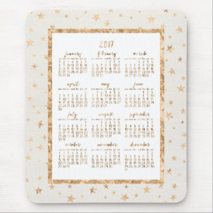 Gold Foil Stars Agenda 2017 Muismat Cream