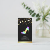 Gold Foil Stars Confetti Rainbow High Heils Visitekaartje (Staand voorkant)