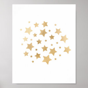 Gold Foil Stars Glitter Nursery Wall Art Poster