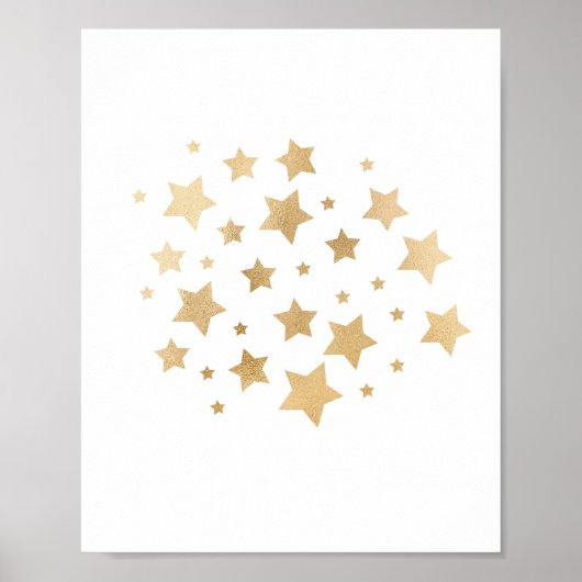 Gold Foil Stars Glitter Nursery Wall Art Poster (Voorkant)