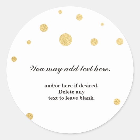Gold Foil Stippen Modern Wedding Bruids Party Stic Ronde Sticker (Voorkant)