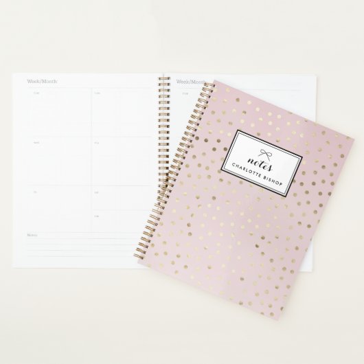 Gold Foil Stippen Patroon Blush Gepersonaliseerde  Planner (Display)
