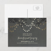Gold Foil String Lights Bewaar de datum Aankondigingskaart (Voorkant / Achterkant)