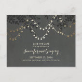 Gold Foil String Lights Bewaar de datum Aankondigingskaart (Voorkant)