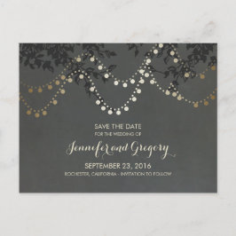 Gold Foil String Lights Bewaar de datum Aankondigingskaart
