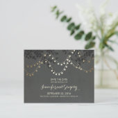 Gold Foil String Lights Bewaar de datum Aankondigingskaart (Staand voorkant)