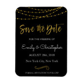 Gold Foil String Lights en Script Sla de datum op Magneet (Verticaal)