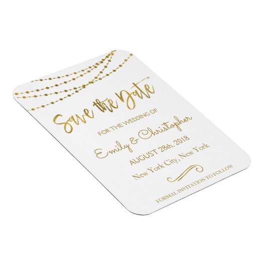 Gold Foil String Lights en Script Sla de datum op Magneet (Rechterzijde)
