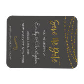 Gold Foil String Lights en Script Sla de datum op Magneet (Horizontaal)