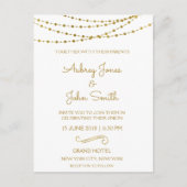 Gold Foil String Lights en Script Wedding Briefkaart (Voorkant)