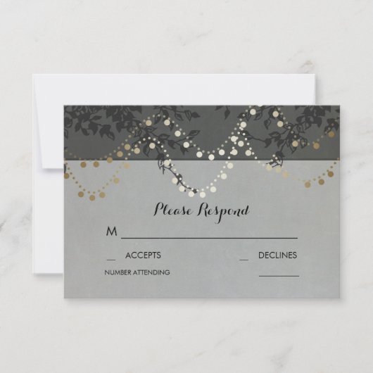 Gold Foil String Lights Huwelijk RSVP Kaarten Kaartje (Voorkant)
