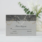 Gold Foil String Lights Huwelijk RSVP Kaarten Kaartje (Staand voorkant)
