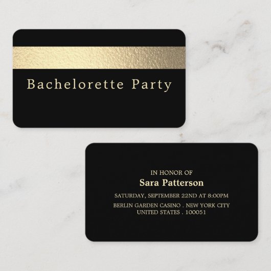 Gold Foil Stripe, Bachelorette Party Ticket Invite (Voorkant / Achterkant)