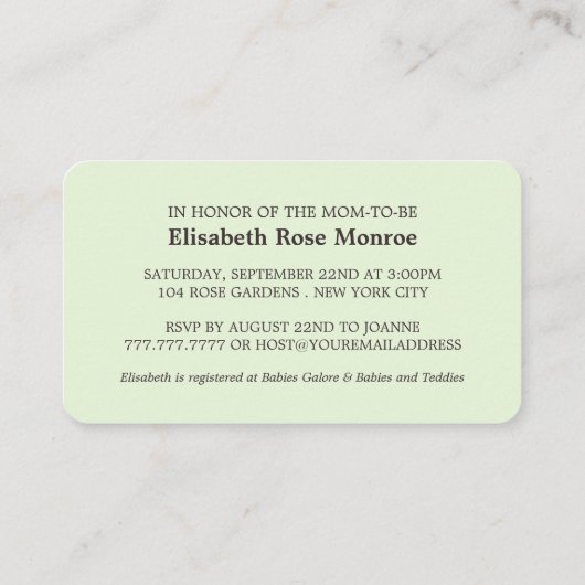 Gold Foil Stripe, Mint Green Baby shower Ticket (Achterkant)