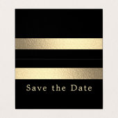 Gold Foil Stripe Photo Save the Date Card Visitekaartje (Buitenkant ongevouwen)