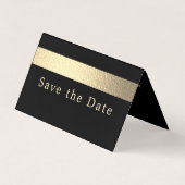Gold Foil Stripe Photo Save the Date Card Visitekaartje (Voorkant)