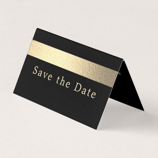 Gold Foil Stripe Photo Save the Date Card Visitekaartje (Voorkant)