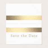 Gold Foil Stripe Photo Save the Date Card Visitekaartje (Buitenkant ongevouwen)