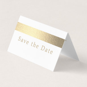 Gold Foil Stripe Photo Save the Date Card Visitekaartje
