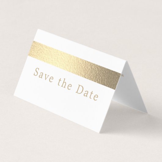 Gold Foil Stripe Photo Save the Date Card Visitekaartje (Voorkant)