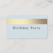 Gold Foil Stripe/Powder Blue/Birthday Party Ticket (Voorkant)