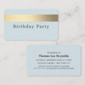Gold Foil Stripe/Powder Blue/Birthday Party Ticket (Voorkant / Achterkant)