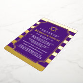 Gold Foil Striped Bat Mitzvah Invite with Star Folie Uitnodiging (Gedraaid)