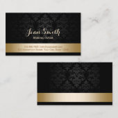 Gold Foil Striped Damask Makeup Artist Visitekaartje (Voorkant / Achterkant)