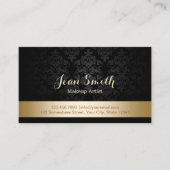 Gold Foil Striped Damask Makeup Artist Visitekaartje (Voorkant)