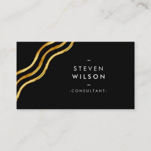 Gold Foil striped Elegant Retro gebogen Visitekaartje
