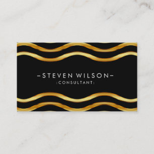 Gold Foil striped Elegant Retro gebogen Visitekaartje