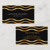 Gold Foil striped Elegant Retro gebogen Visitekaartje (Voorkant / Achterkant)