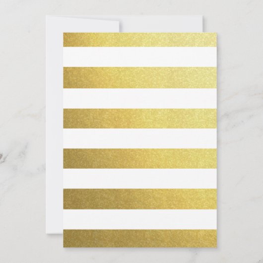 Gold Foil striped Folklore Flowers Weddenschap fuc Kaart (Achterkant)