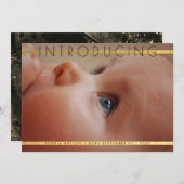 Gold Foil Stripes Birth Foto kondiging Aankondiging (Voorkant / Achterkant)