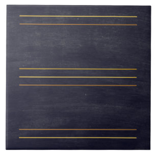 Gold Foil Stripes Blue Charcoal Ceramic Tegel Tegeltje